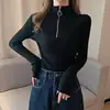 Women's Long Sleeve Knitted Base Shirt Zipper High Collar Fashionable Sweater Autumn Winter Seasonal New Arrival Casual Style