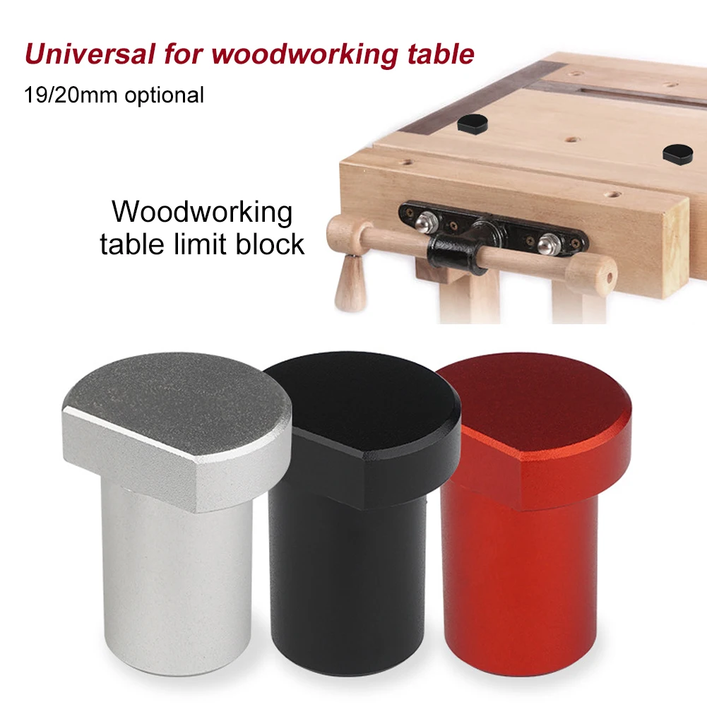 Universal Workbench Peg Brake Stops Bench Clamp Aluminum Alloy 19/20mm Dog Woodworking Table Limit Block Workbench Tenon Stopper