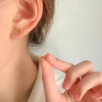 Fashion Wing Flower Heart Piercing Stud Earrings Simple Compact Cute Tragus Earings for Womens Minimalist Jewelry Accessories 2