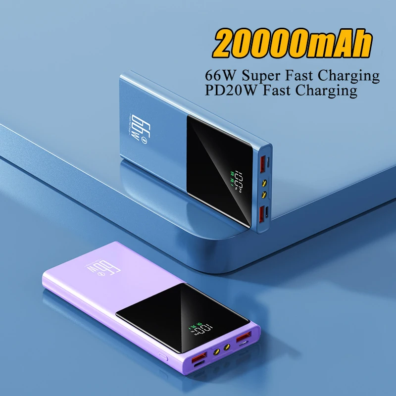 

66W Fast Charging Power Bank 20000mAh for Huawei P40 Portable External Battery Charger For iPhone 14 13 Xiaomi Samsung Powerbank