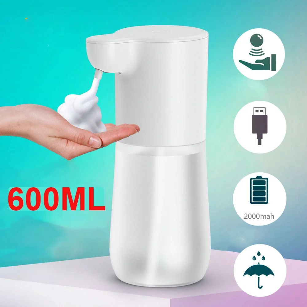 비접촉 자동 센서 비누 디스펜서, 350/600ml, USB 충전, 스마트 적외선 센서, 액체 비누 디스펜서, 손 세척기