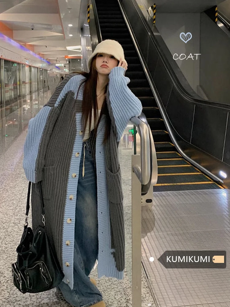 

Sweater Jacket For Women's Autumn Spring Long Knee Length Loose And Lazy Knit Cardigan Cardigan For Women Woman Clothing