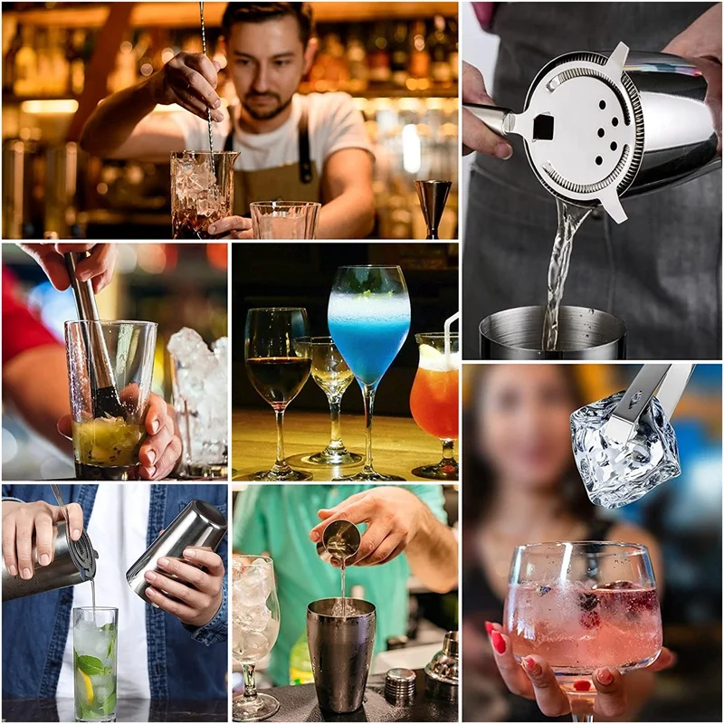 Cocktail Shaker Set Boston Edelstahl Barkeeper Kit mit Acryl ständer &  Cocktail Rezepte Broschüre - AliExpress