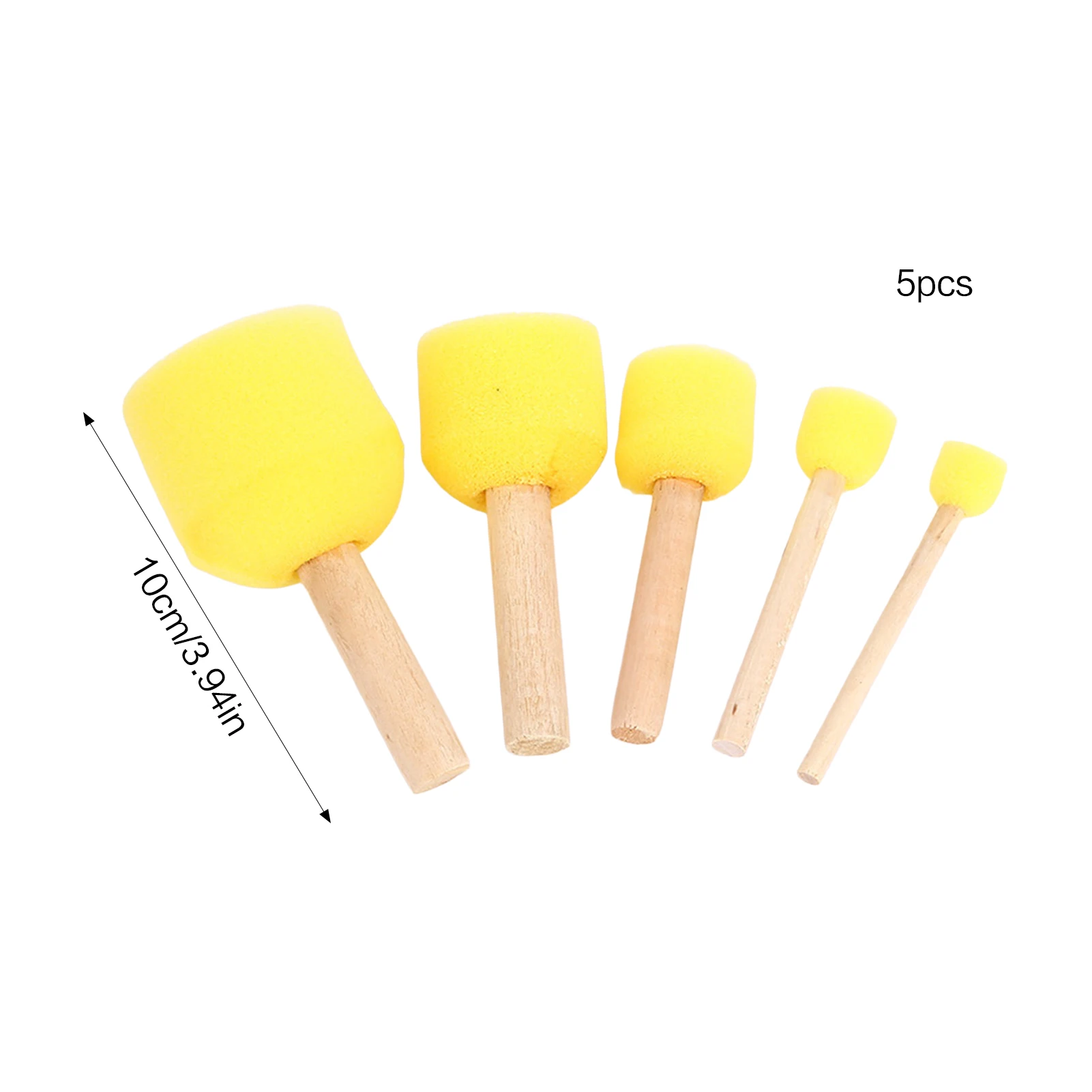 5PCS Runde Schaum Schwamm Pinsel mit Holzgriff Langlebige Wiederverwendbare Schwamm Pinsel für Kinder DIY Malerei Liefert – Detail 8