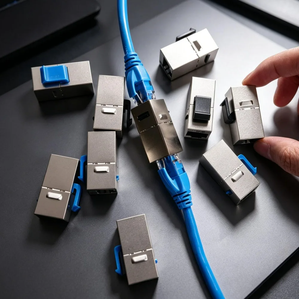 1-5PCS RJ45 키스톤 잭 CAT7 CAT6A 래치가 있는 차폐형 모듈러 커플러 CAT5E 커넥터 이더넷 LAN 네트워크 케이블 어댑터