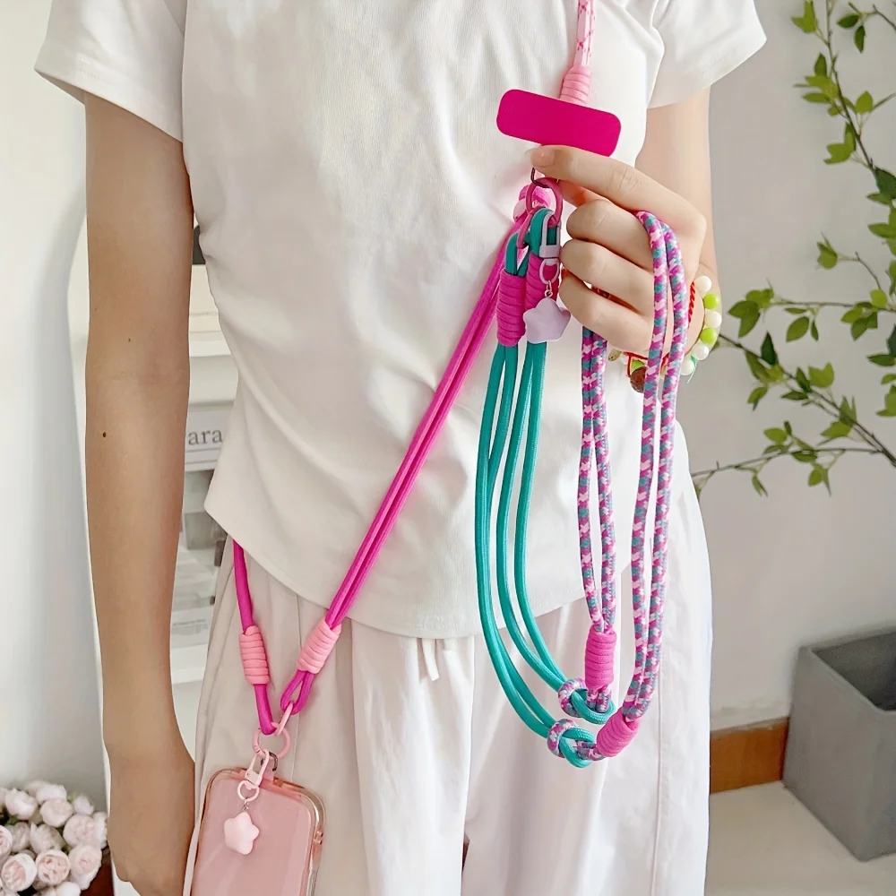 Two-Tone Crossbody Phone Lanyard with Star Charm - Anti-Theft Color-Block Accessory