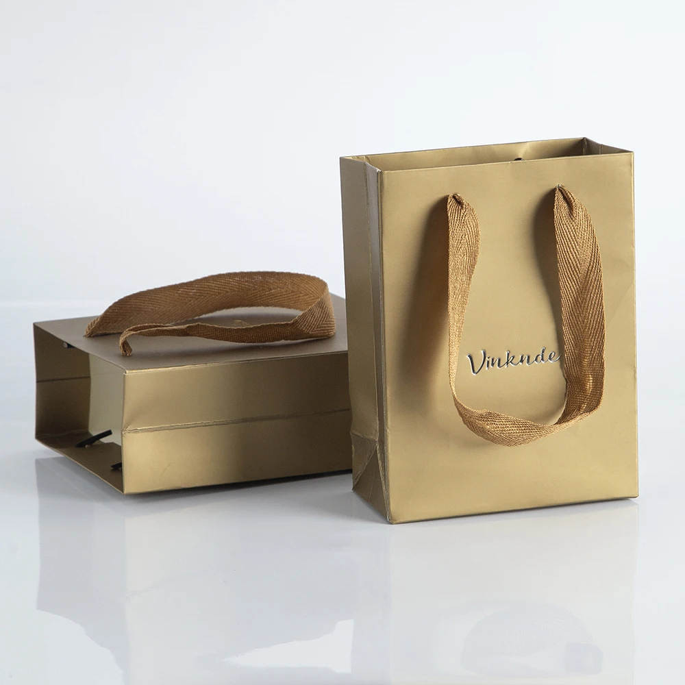 Paper Bags Bulk with Handles 12x6x12cm 100pcs Custom Logo Ideal for Shopping Retail Party Craft Gifts Wedding Recycled  Tote Bag