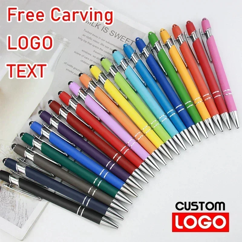 Metal Ballpoint Pen 20-200 Pens Touch Screen Pen Office School Advertising Text Laser Engraving metal ballpoint pens
