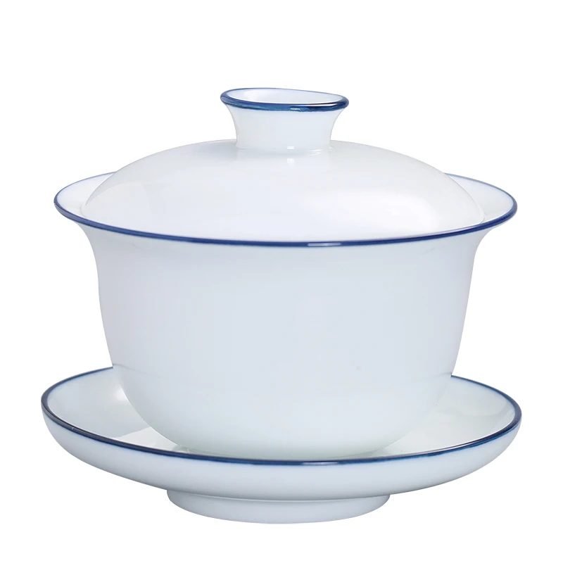 Tea set White Porcelain Cover Bowl Hand-painted Sancai Gaiwan Large Blue and White Ceramic Kungfu Tea Set