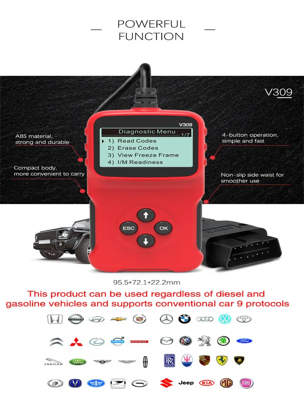 OBD Car Fault Detector Reading Code Card OBD2 Car Diagnostic Instrument Tool Code Reader