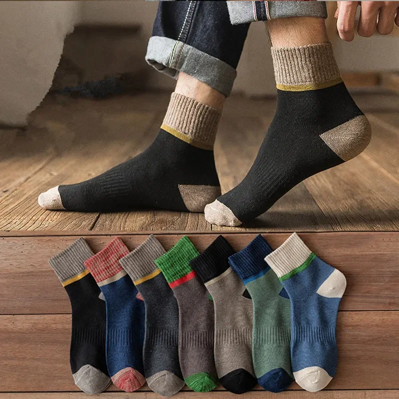 

Мужские хлопковые яркие новые стильные полосатые спортивные мужские носки мягкие дышащие весенне-летние мужские повседневные носки Харадзюку для мальчиков