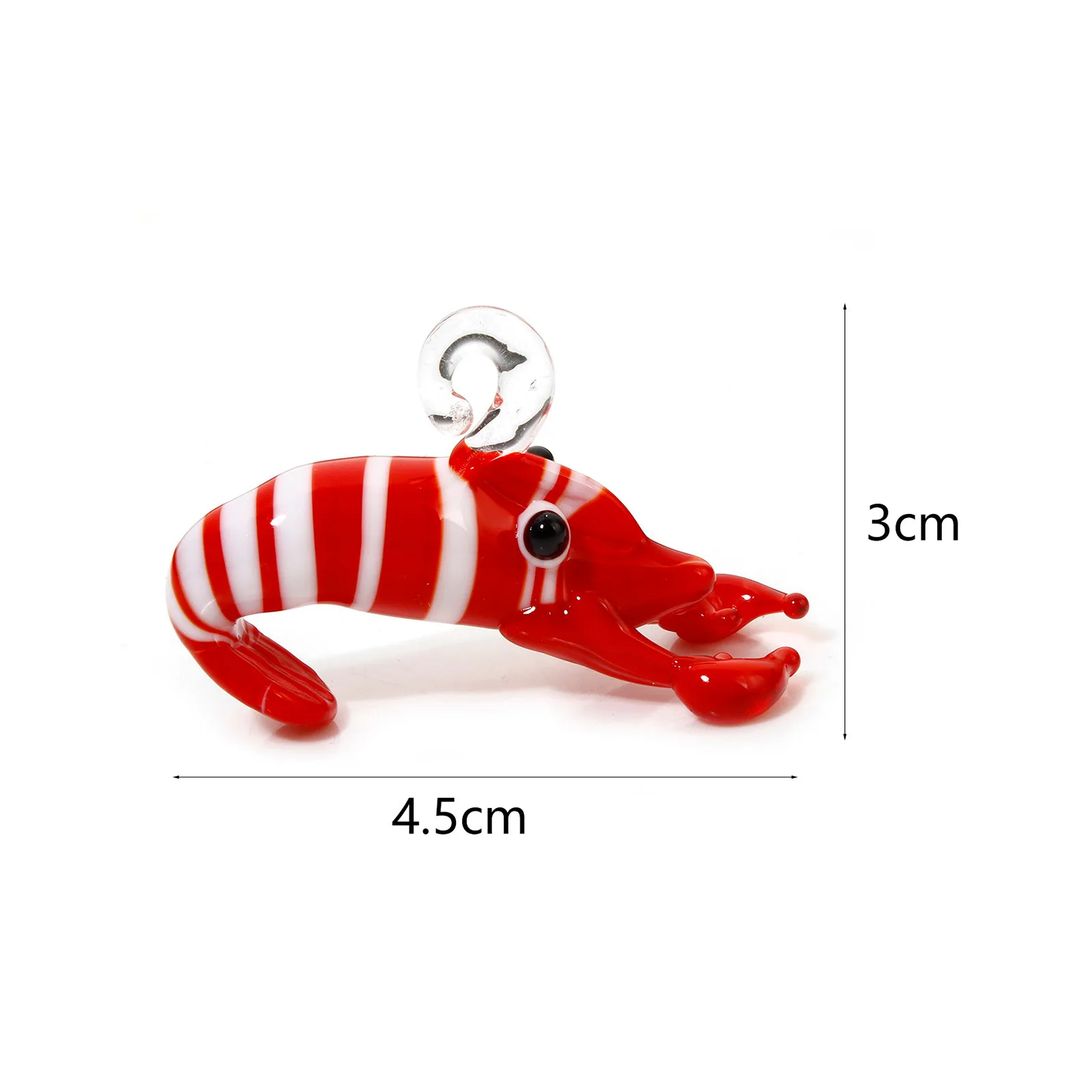 DoreenBeads 1 pezzo 3D Red Lobster Stripe Vetro di murano Oceano Pendenti di gioielli Gioielli fai da te Creazione di ornamenti Decorazione dell'acquario 3