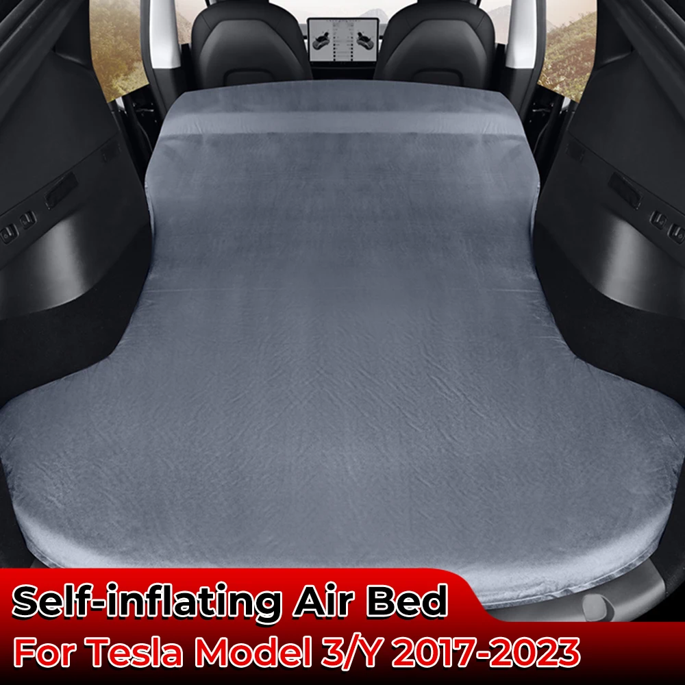 For Tesla Model 3 Y-Inflatable Air Mattress Bed Outdoor Camping Inflatable Special Suede Fabric Car Travel Bed