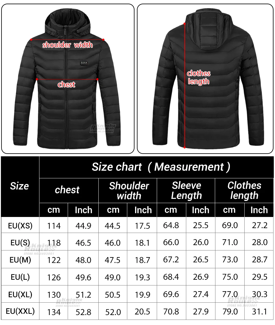 Self Heating Jackets 23 Areas Men's Women's USB Vest Jacket Winter Fishing Camping Ski Warm