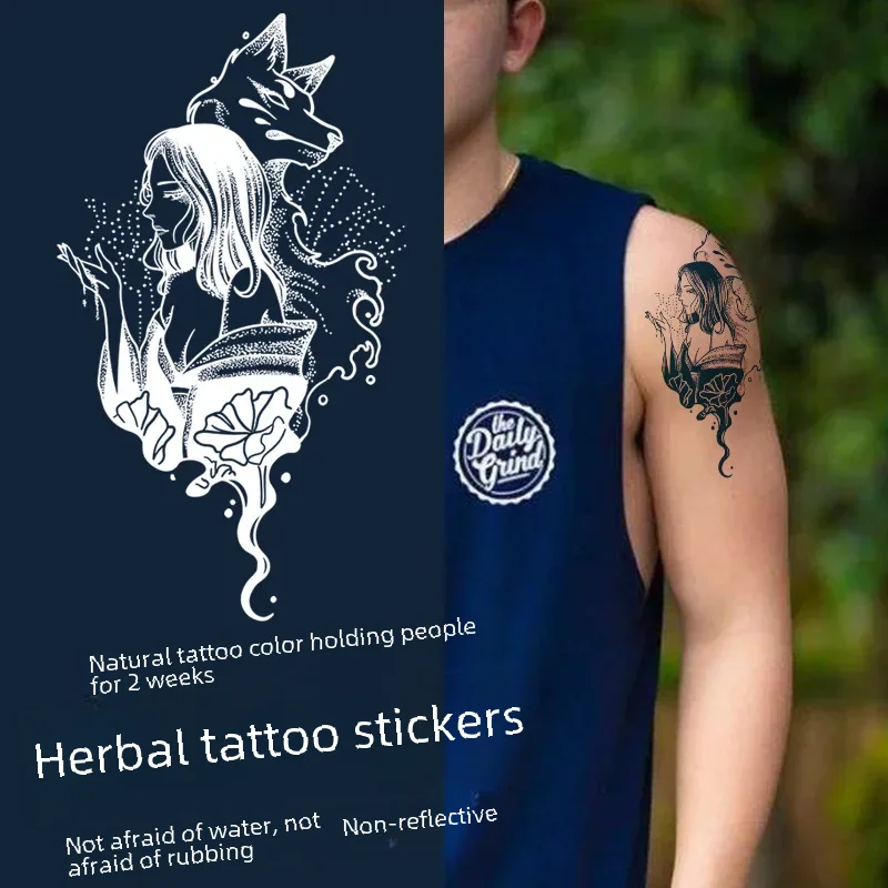 Herbal Geisha Tattoo Stickers Fox Design Unisex Long-lasting For Women's Thighs Back