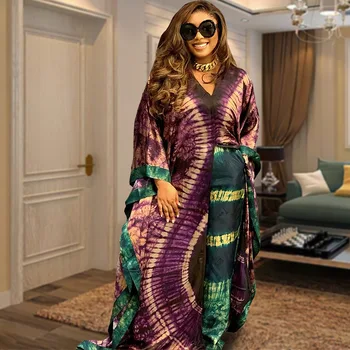 2 Piece Set Women Africa Clothes 2024 Dashiki African Print Outfits Long Tops Pants Suit Plus Size Satin Party Dress for Lady 1