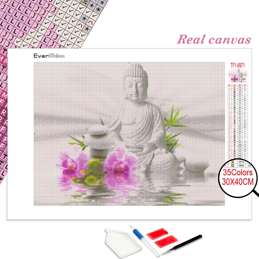 EverShine Full Kits Diamond Painting Buddha Stone Diamond Embroidery Religion Icon Mosaic Art Lotus Zen Decoration