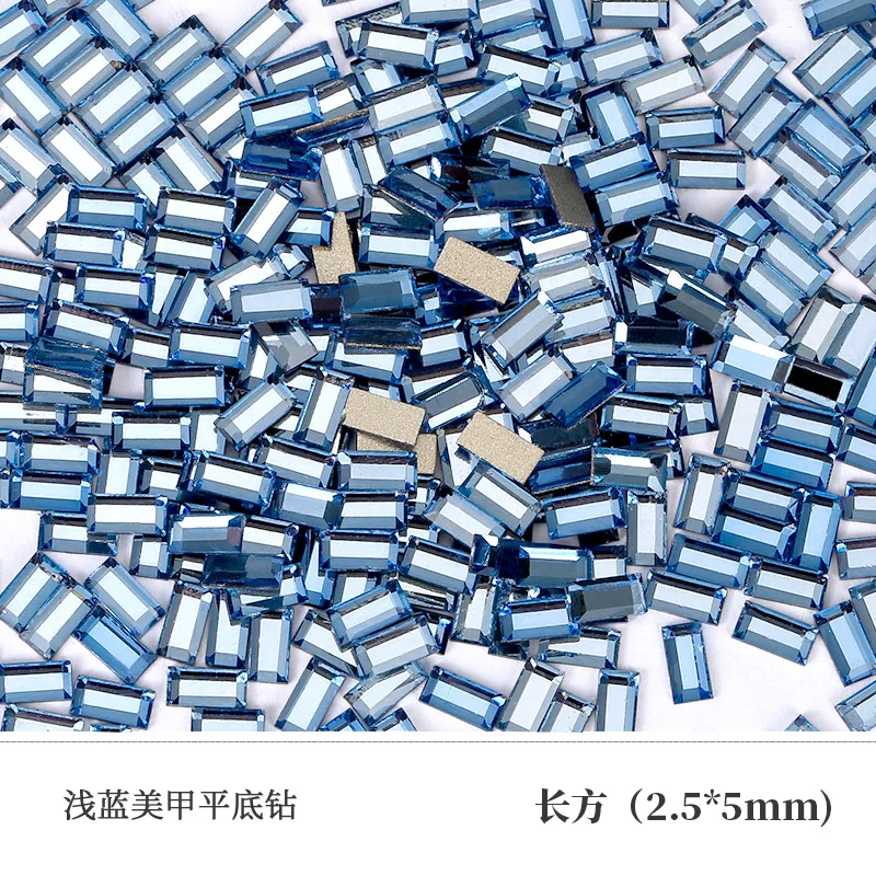 500 stücke lt. blue Boutique flachen Boden Nail Art Strass Glas Kristall 3D Nagel dekoration mehrere Formen Großhandel – Detail 6