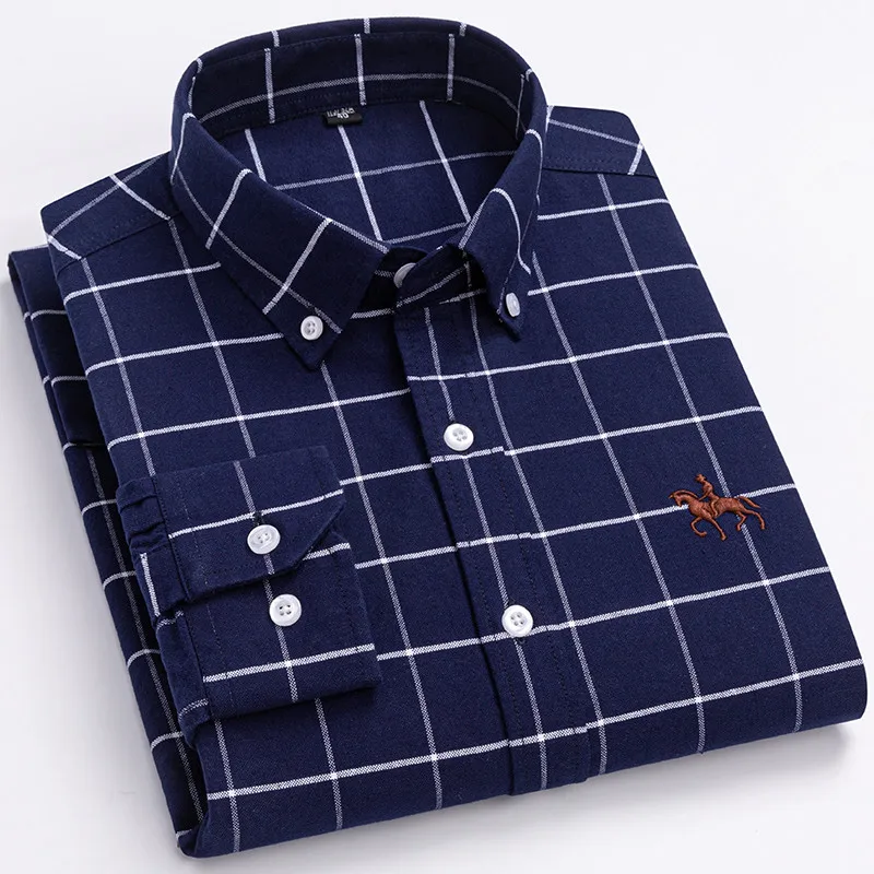 Men's Oxford Long Sleeve 100% Cotton Dress Shirt - Regular Fit, Casual & Formal Wear
