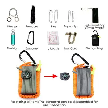Outdoor Survival Kit Set Camping Equipment Travel Multifunction First Aid EDCEmergency Supplies Tacticals For Wilderness 4