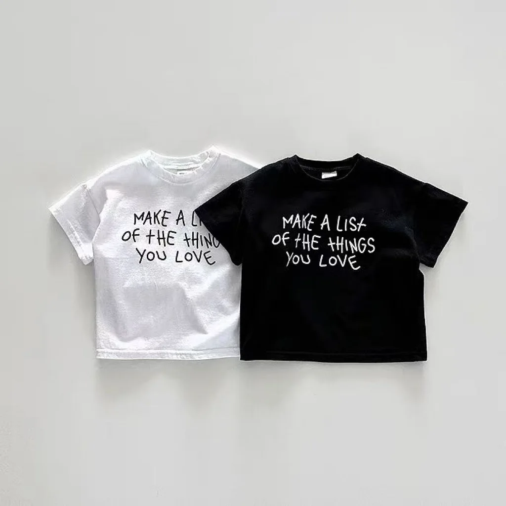 Description Picture 3 of item2025 New Baby Summer Short Sleeve T Shirts Fashion Letter Print Infant Boy Girl Versatile Casual Tee Toddler Simple Cotton Tops