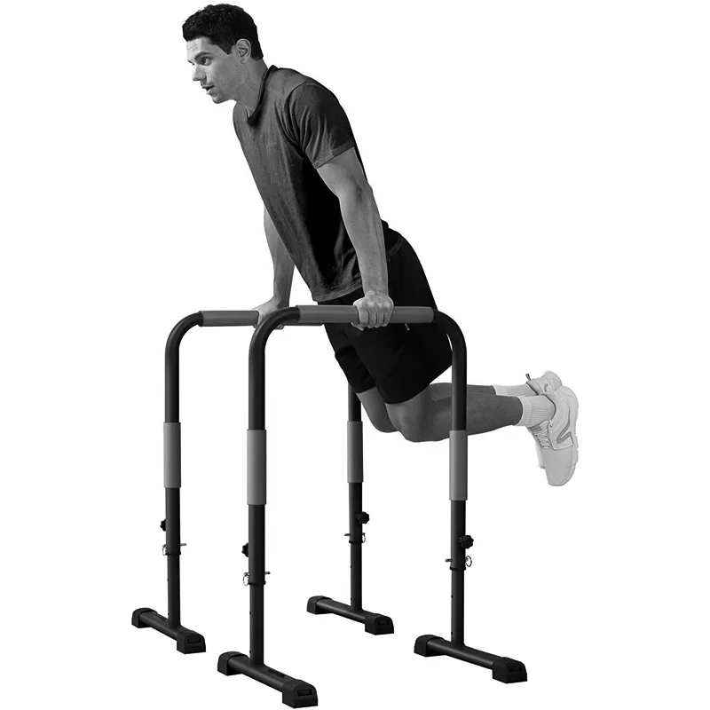 Home Gym Workout Adjustable Dip Stand Station Stabilizer Parallettes Push-up Pull-up Dip Bar