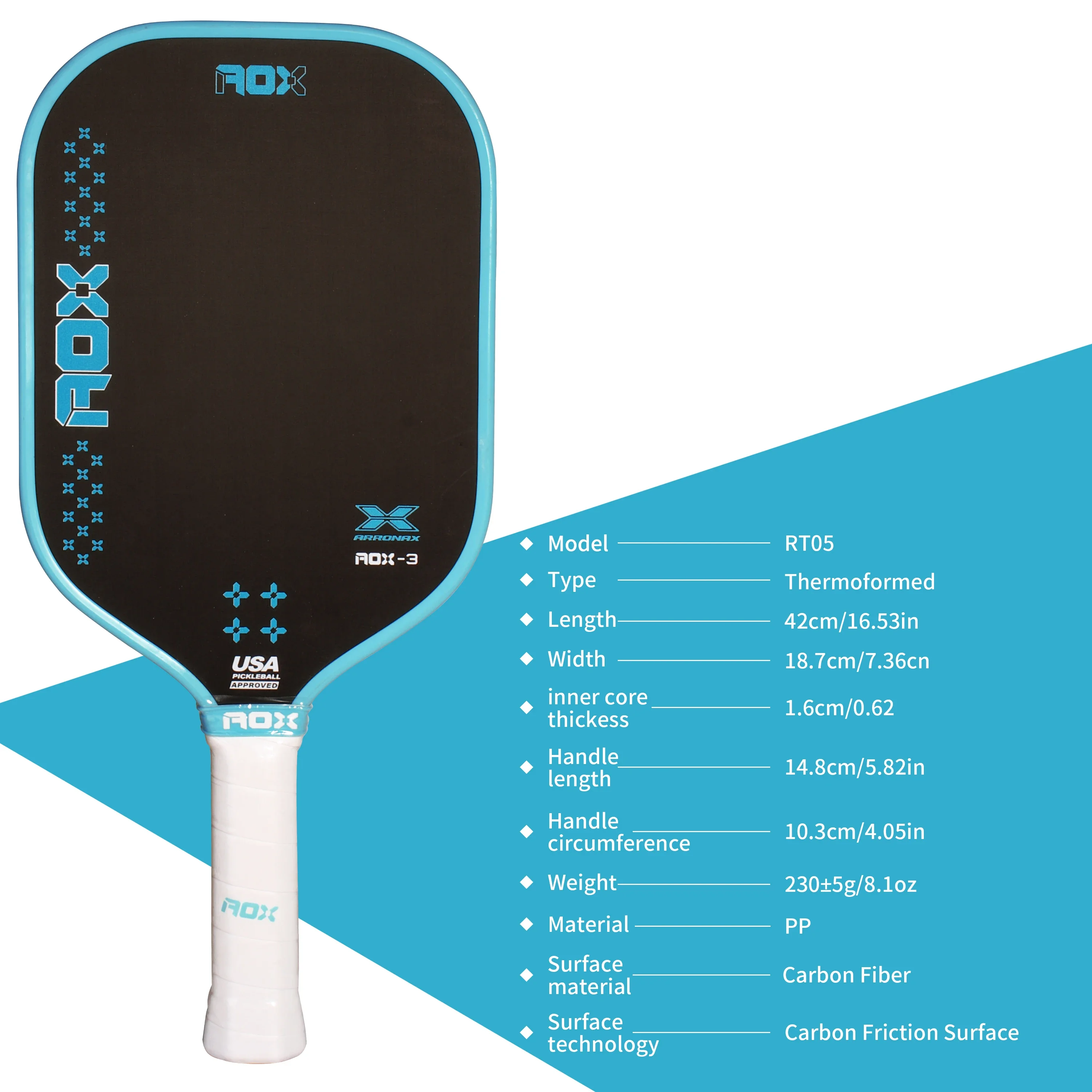 ARRONAX Pickleball Paddle Carbon Fiber High Friction Carbon Surface Spin Pickleball Racket with Cushion Comfort Grip