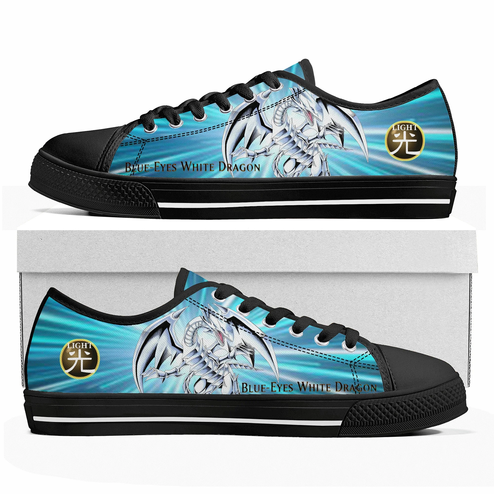 Blue Eyes White Dragon YuGiOh Seto Kaiba Low Top Sneakers Mens Womens Teenager Canvas Sneaker Casual Couple Shoes Custom Shoe