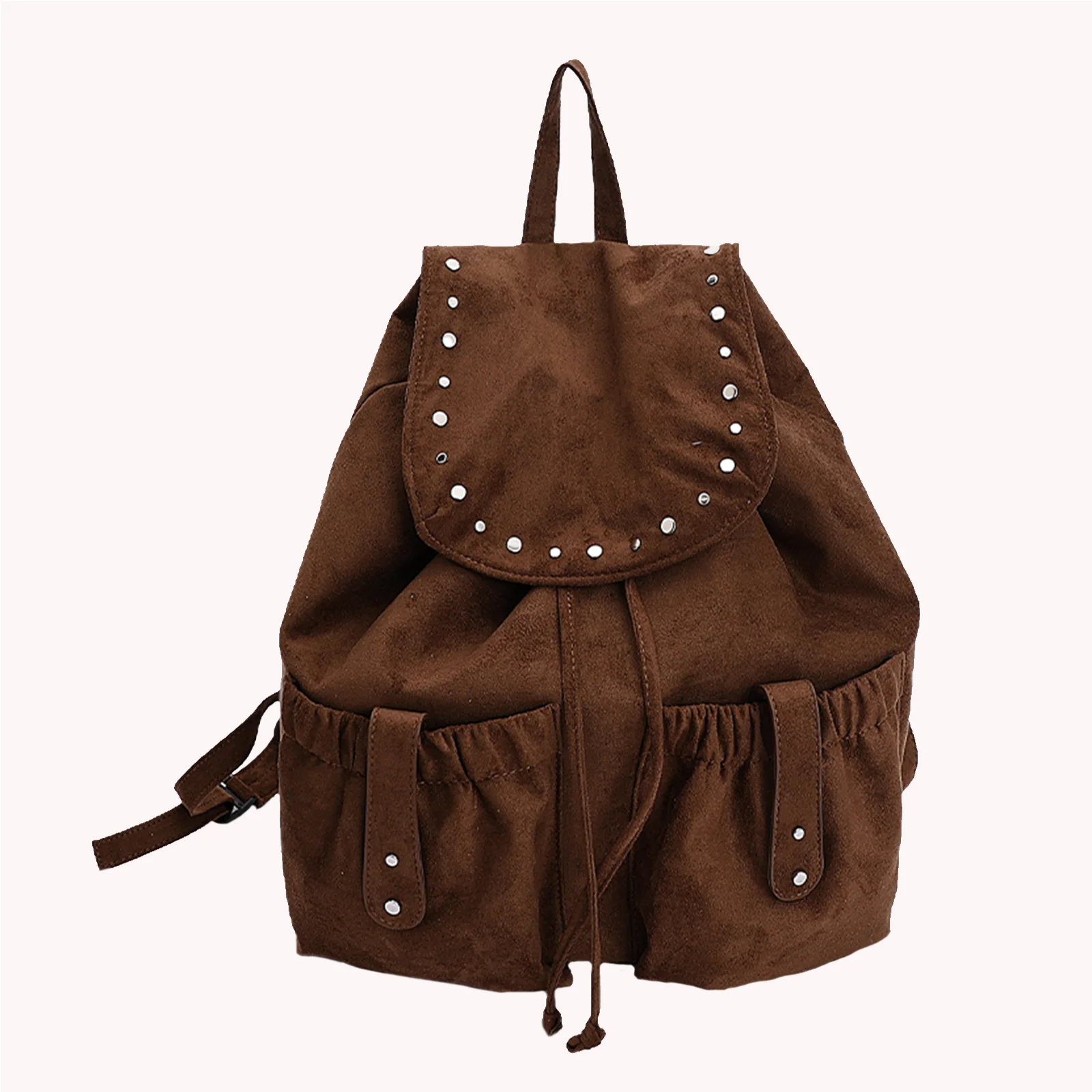 Faux Suede Shoulder Bag Solid Color Shoulder Bag Large Capacity Backpack for School Work Shopping Travel Daily Use