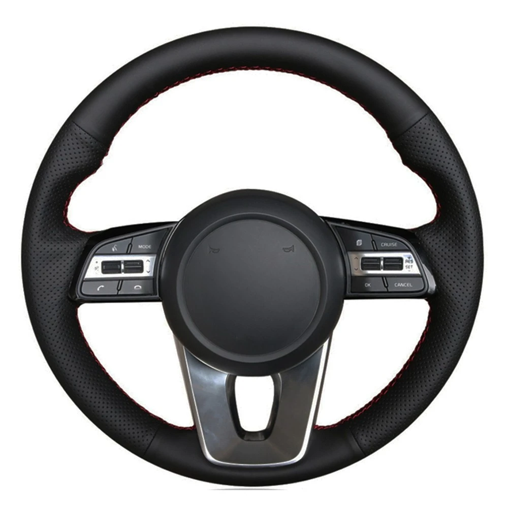

Car Steering Wheel Cover DIY Hand-stitched Black Genuine Leather For Kia K5 Optima 2019 Cee'd Ceed 2019 Forte Cerato (AU) 2018