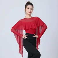 Haut de danse latine Sexy pour femmes, robes de soirée pour salle de bal, vêtements justaucorps, valse, Samba, Tango, chemisier, Costumes d'entraînement 2