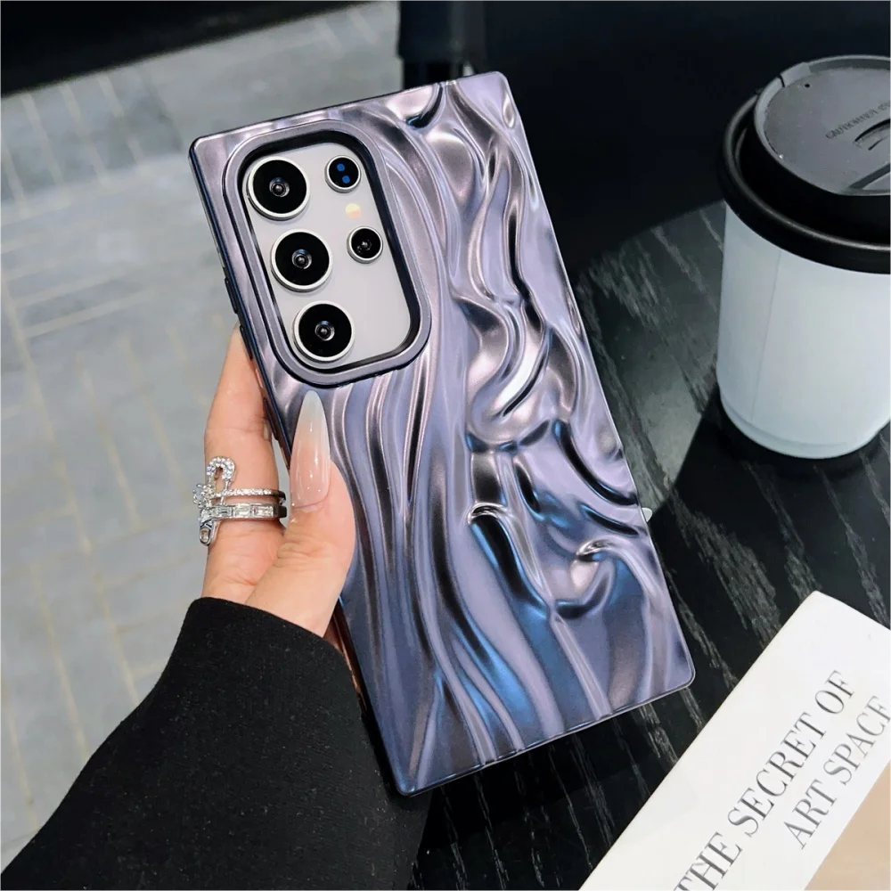 Glossy Plating Phone Case with Matte 3D Wave Design
