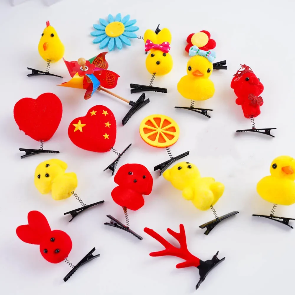 50 Teile/los Cartoon Lustige Kinder 3D Kleine Gelbe Ente Plüsch Haarnadel Mode Tier Entenschnabel Clip Zubehör Headwear Großhandel