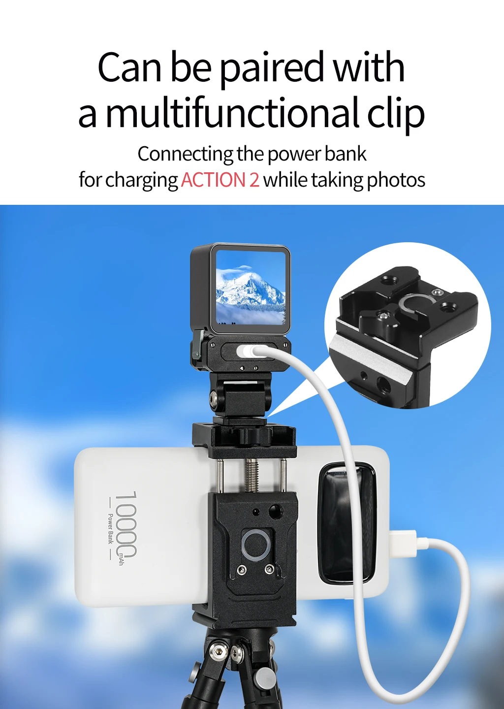 Magnetischer Kaltschuh-Adapter mit Schnellverschluss 360° ° Dämpfung einstellbar 1/4 Zoll für DJI Osmo Action 5Pro 4 3 2 Kamera-Fahrradlenkerhalterung – Detail 20