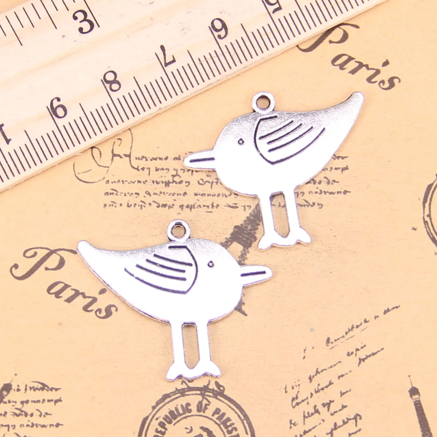 

32pcs Jewelry Charms Double Sided Bird 27x32mm Antique Silver Plated Pendants Making DIY Handmade Tibetan Silver Jewelry