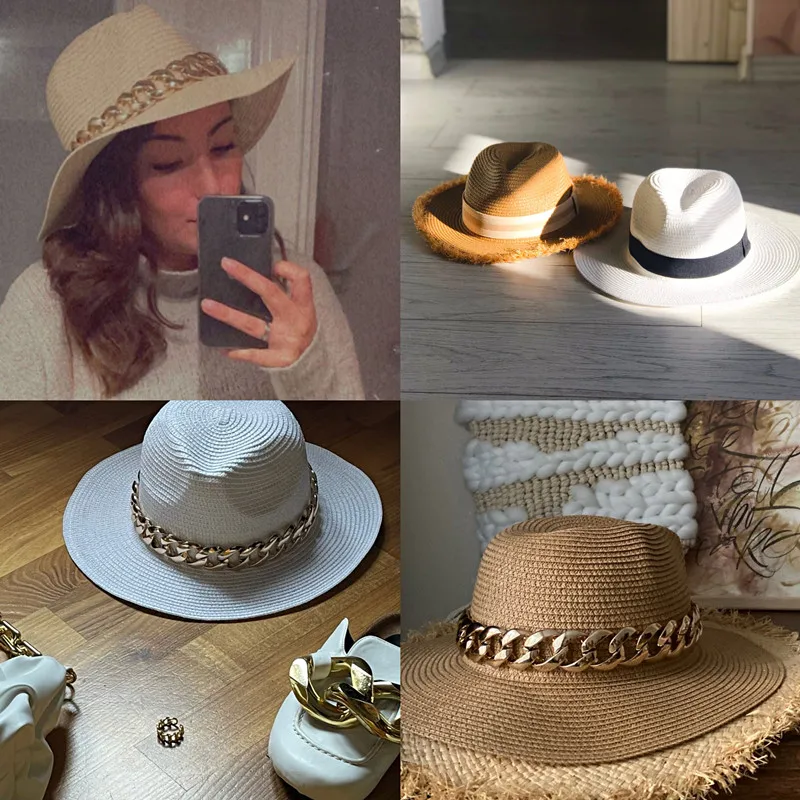 Women's Hat Hats for Women Summer Straw Sun Hats Men's Caps Sun Protection  Beach Summer Women Men Panama Straw Hat Gorras Hombre