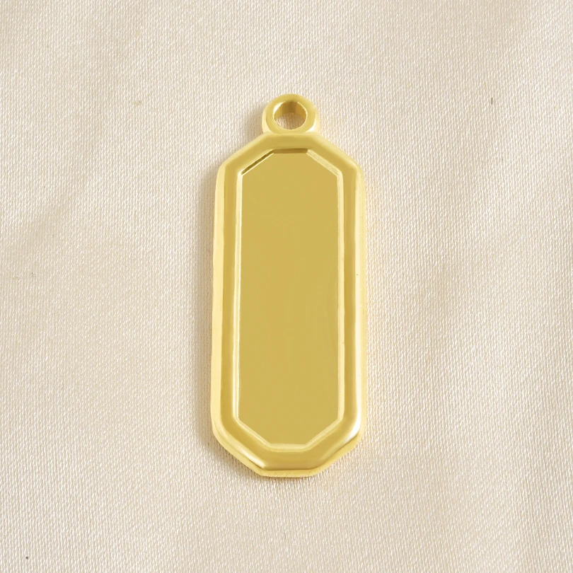 6 Stück leere Fassungen Cabochon-Anhänger rund rechteckig quadratisch Charm Edelstahl Charms für Schmuckherstellung Bulk DIY Halsketten – Detail 4