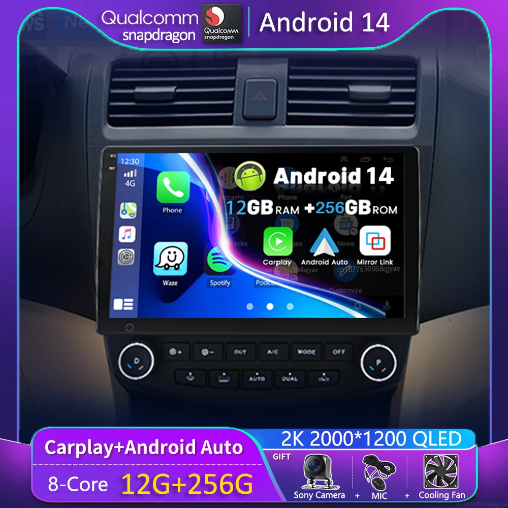 

Android 14 Carplay Car Radio For Honda ACCORD 7 2003 2004 2005 - 2007 Navigation Multimedia GPS Player Stereo WiFi+4G video BT