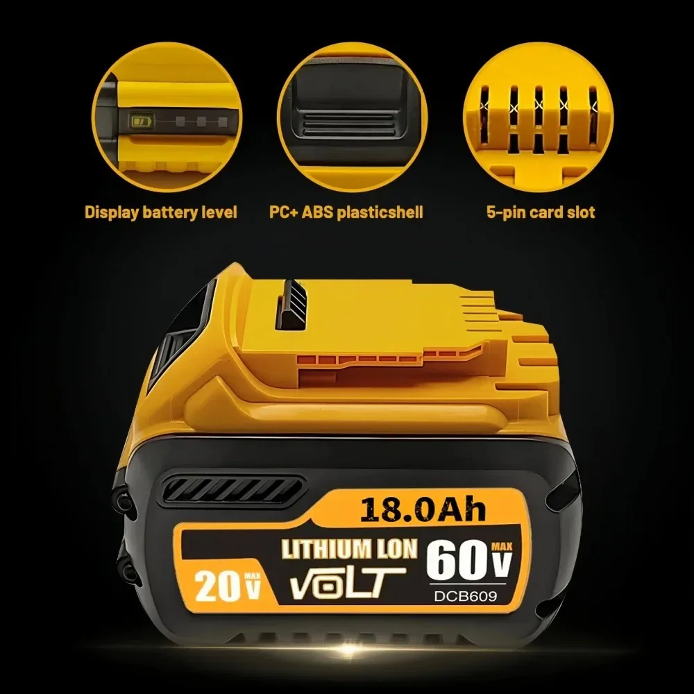 18000mAh Li-ion Battery For DeWalt 20V/60V MAX DCB205 DCB609 DCB547-XJ DCB200 DCB201 Flexvolt, power tool battery,rechargeable battery,battery replacement