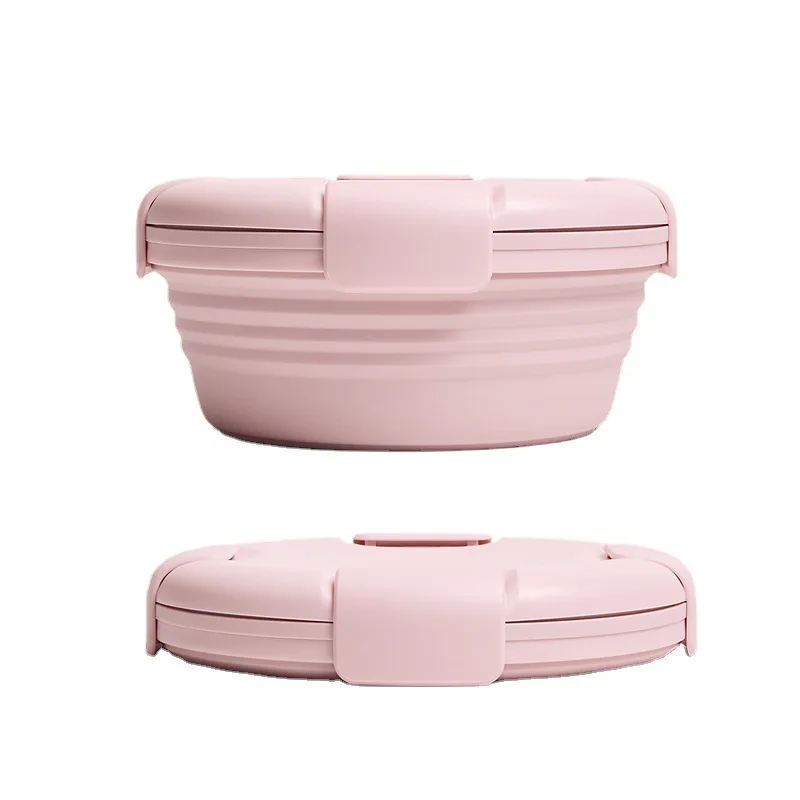 1100ml Silicone Folding Lunch Box Travel Bowl Portable Retractable Instant Noodles Lunch Box Crisper Outdoor Picnic Lunch Box