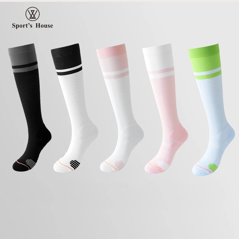SPORT'S HOUSE Spring/summer thin high tube pressure socks for women Towel bottom non-slip yoga gymnastics cycling socks