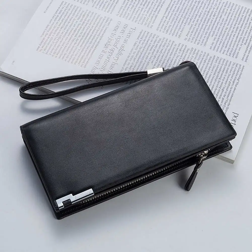Wallet For Men Portable PU Credit Card Holder Organzier With Zippper Long Purse