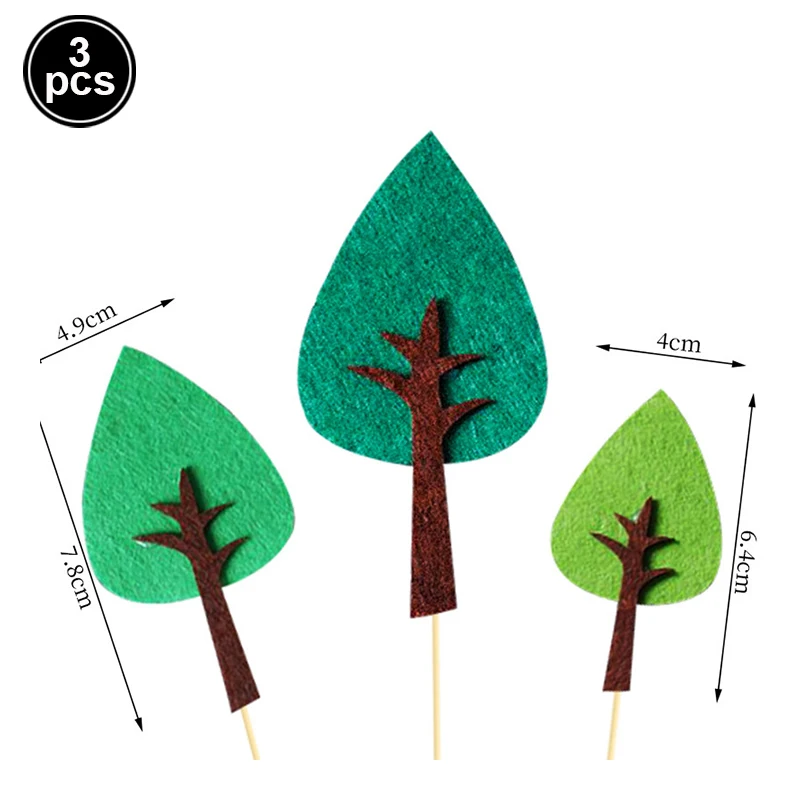 Dschungel Thema Geburtstags torte Dekoration Filz Wald kleines Blatt Wald Kiefer Apfel Kokosnuss Früchte Baum alles Gute zum Geburtstag Kuchen Topper – Detail 5