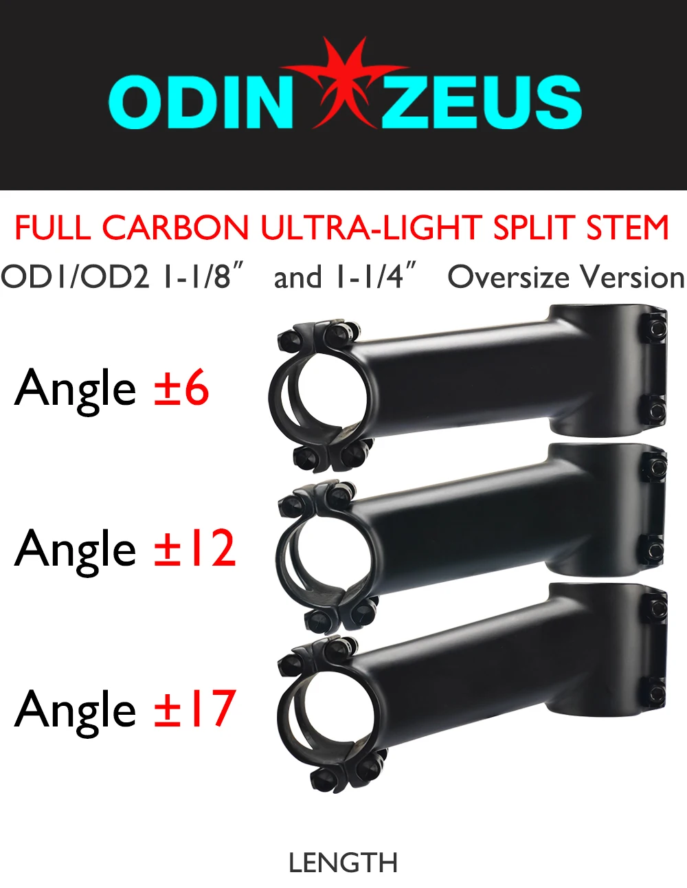 Description Picture 4 of item6/12/17 Degree IX4 OD1 Stem Road/MTB Bike Carbon Stem 60-120mm Bicycle Computer Mount Stand Fork Clamp Diameter 28.6mm