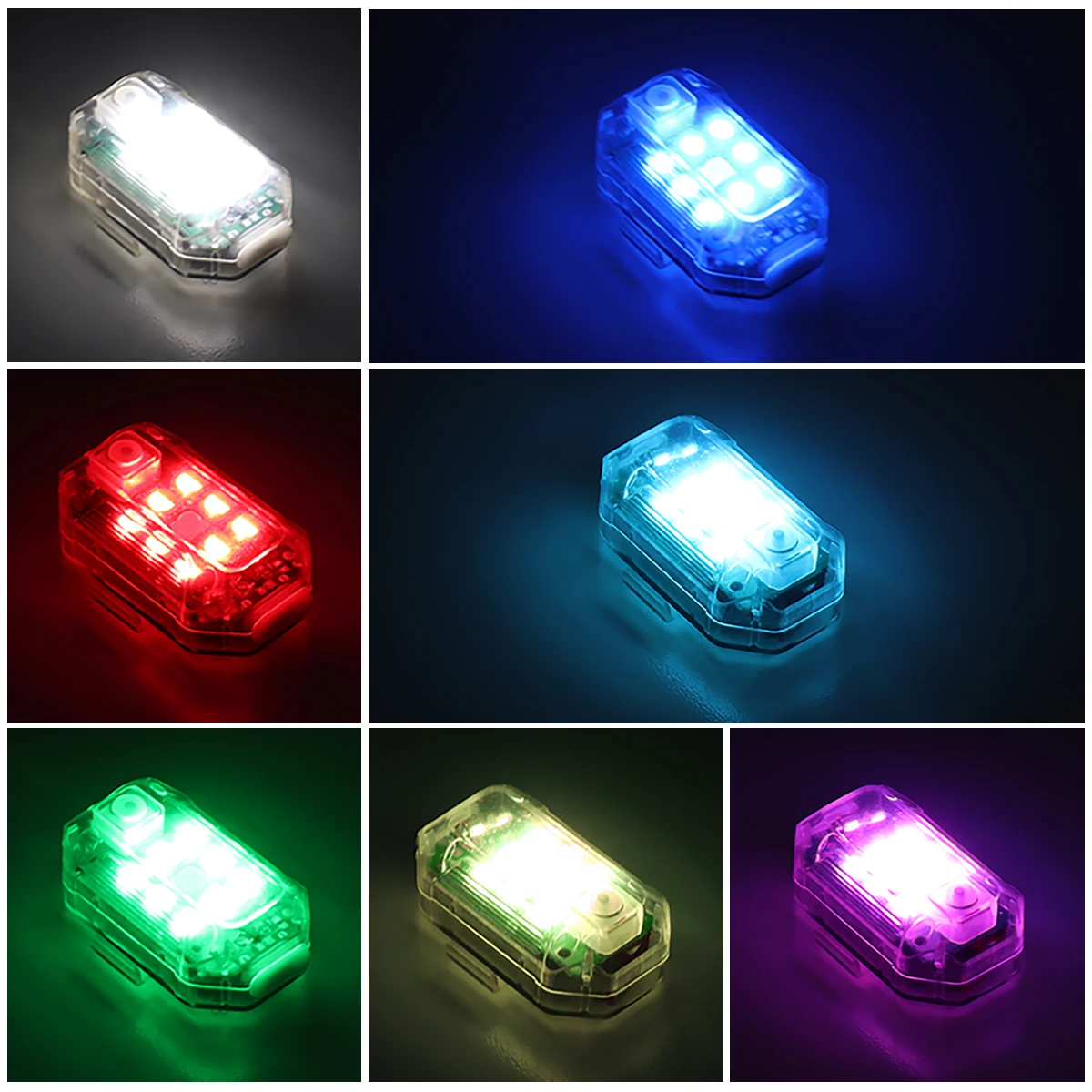 4in1 led Flashing warning light Car Grille Strobe signal lamp Auto flashing beacon UAV Signal light motorcycle flash Tail lights