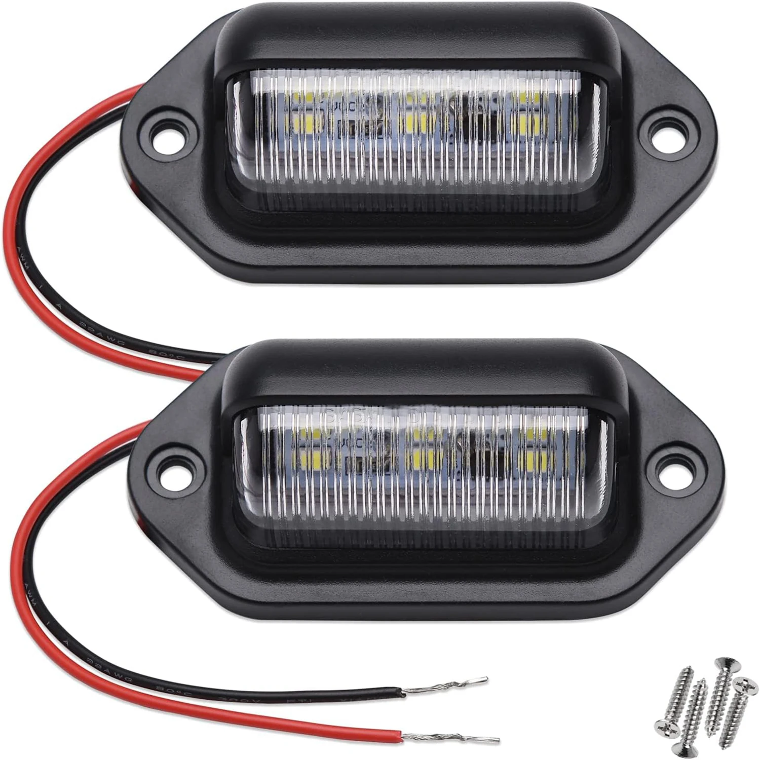 2/4 יחידות תאורת לוחית מספר רישוי LED לבנה 12V-24V עמידה במים 6 נורות SMD למכונית משאית SUV טריילר ואן RV סירות