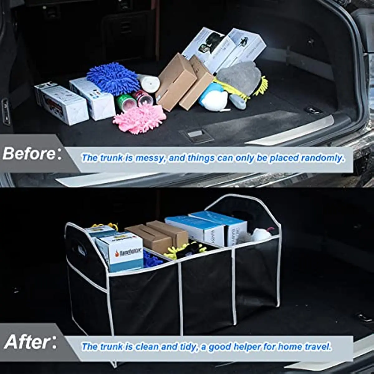 Car Trunk Organizer Portable Foldable Waterproof Auto Storage Bag High  Capacity With 3 Compartments For SUV Truck Van Sedan - AliExpress