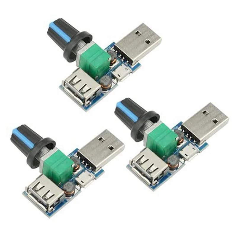 

3Pcs 5W USB Fan Air Volume Speed Stepless Governor Module USB Speed Controller DC 5V USB Male Input DC4-12V To 2.5-8V
