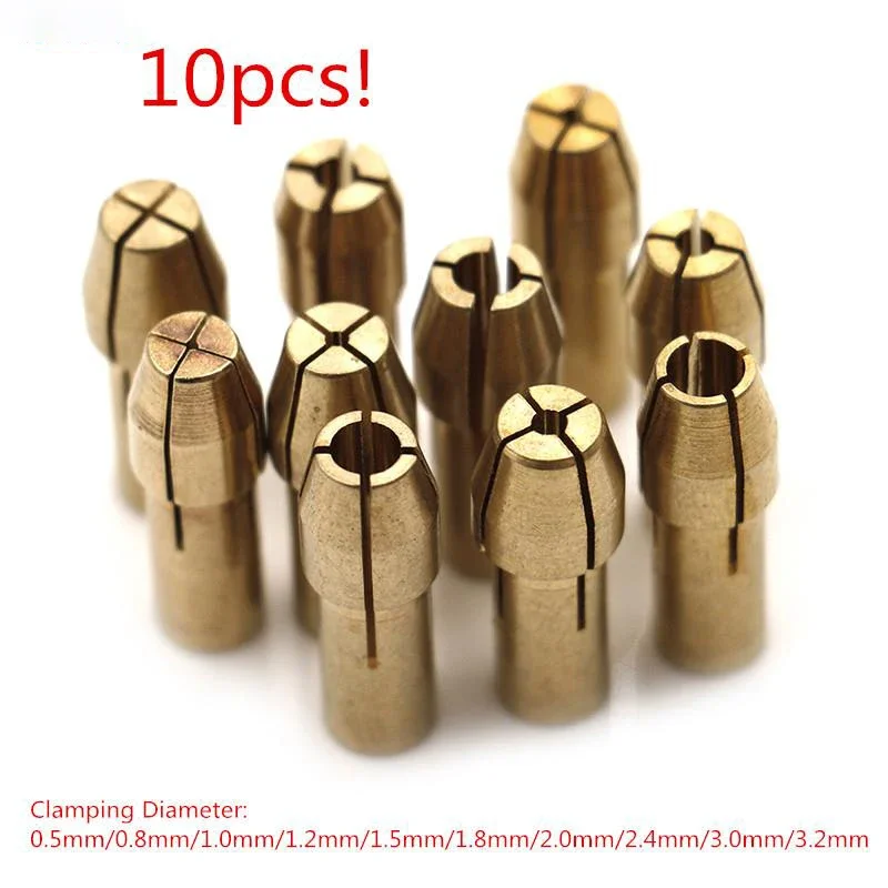 

10Pcs Mini Drill Chucks Adapter 0.5mm-3.2mm Dremel Mini Drill Chucks Chuck Adapter Micro Collet Brass For Power Rotary Tool 2023