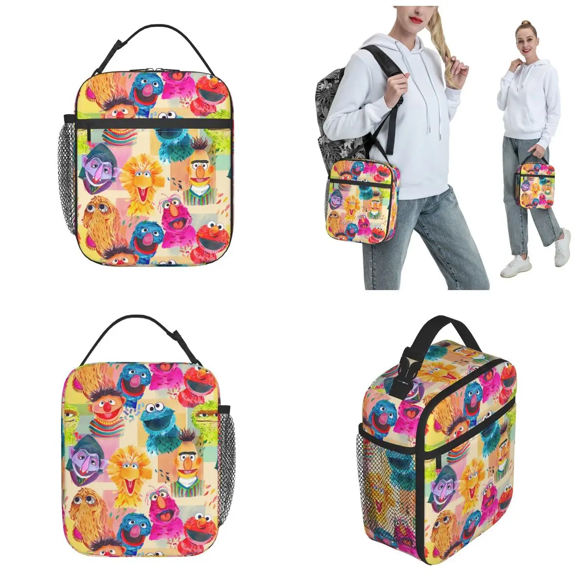 Sesamed Streeted Characters Insulated Lunch Bags Thermal Meal Container Portable Tote Lunch Box Food Handbags School Outdoor